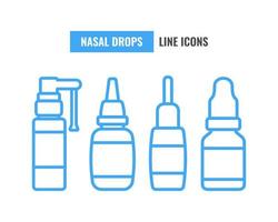 nasale gocce linea icone impostare. isolato medico bottiglie. vettore illustrazione.