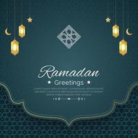 Ramadan kareem blu lusso islamico arco sfondo con decorativo ornamenti vettore