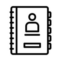 un' contatto icona nel il modulo di un' taccuino o rubrica telefonica con un' di persona avatar su il copertina vettore