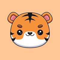 carino tigre testa cartone animato portafortuna scarabocchio arte mano disegnato schema concetto vettore kawaii icona illustrazione