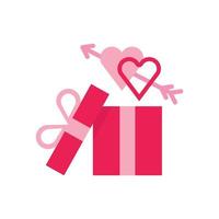 carino articolo isolato San Valentino giorno rosa regalo scatola piatto icona vettore