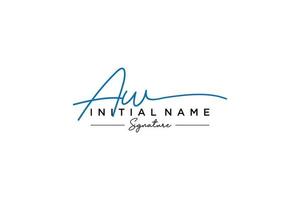 iniziale aw firma logo modello vettore. mano disegnato calligrafia lettering vettore illustrazione.