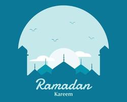 Ramadan kareem piatto moschea illustrazione vettore