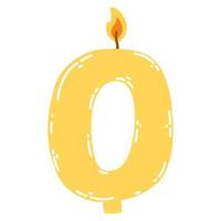candela numero zero nel piatto stile. mano disegnato vettore illustrazione di 0 simbolo ardente candela, design elemento per compleanno torte