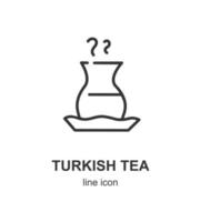 Turco tè tazza cartello magro linea icona emblema concetto. vettore