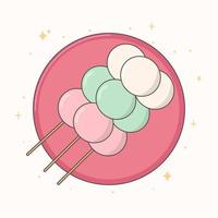 hanami dango. giapponese dolci per sakura stagione. vettore