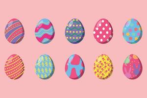 colorato Pasqua uova o colore Ostern uovo icone con decorazione modelli vettore illustrazione.