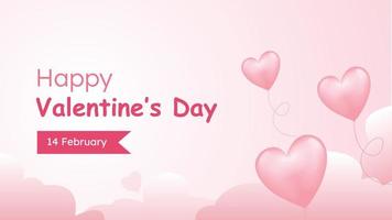 con Questo bello carta, voi Maggio celebrare amore su San Valentino giorno. è il ideale approccio per esprimere amore perché esso ha un' rosa amore cuore Palloncino, soffice nuvole, e un' appassionato fondale vettore