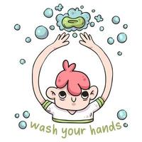 lavarsi le mani con l'illustrazione del sapone vettore