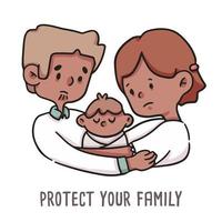 proteggi la tua famiglia e stai al sicuro illustrazione del coronavirus vettore