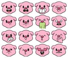 maiale diverso tipo di emozione simpatico cartone animato illustrazione vettore