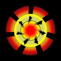 cerchio astratto spirografo in colore giallo rosso vettore