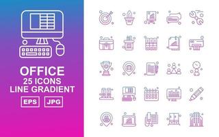 25 pacchetto di icone gradiente linea premium office ii vettore