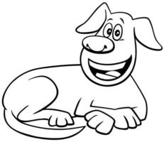 cartone animato cane sdraiato personaggio libro da colorare pagina vettore
