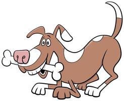 cartone animato cane fumetto personaggio animale con osso vettore