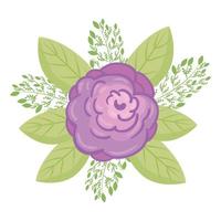 fiore viola con foglie disegno vettoriale