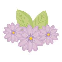 fiori viola con foglie disegno vettoriale