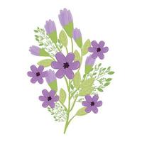 fiori viola con foglie disegno vettoriale