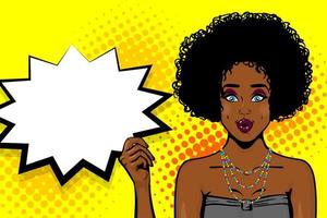 Pop art ragazza afroamericana nera vettore