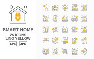 25 premium smart home lino giallo icon pack vettore