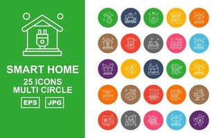 25 premium smart home multi circle icon pack vettore