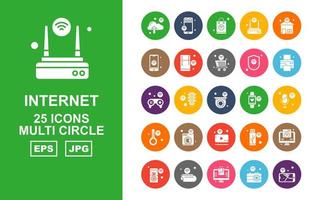 25 premium internet of things pacchetto icona multi cerchio vettore