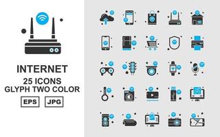 25 premium internet of things glifo pacchetto di icone a due colori vettore