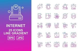 25 premium internet of things pacchetto icona gradiente linea vettore