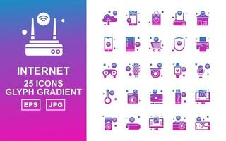 25 premium internet of things pacchetto icone gradiente glifo vettore
