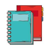 scuola di fornitura notebook con planner diario su sfondo bianco vettore