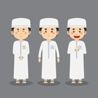 personaggio musulmano maschile con varie espressioni vettore