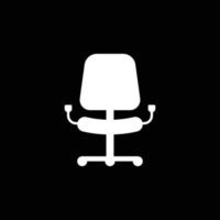 eps10 bianca vettore braccio sedia astratto icona o logo isolato su nero sfondo. scrivania o ufficio sedia simbolo nel un' semplice piatto di moda moderno stile per il tuo sito web disegno, e mobile App