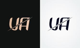 va lettera logo design vettore modello. oro e nero lettera va logo design