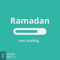 Ramadan Caricamento in corso striscione. semplice piatto disegno, vacanza concetto. adesso Caricamento in corso bar cartello. preparare per Ramadan kareem. vettore illustrazione, copertina modello e sfondo per Islam celebrazione. eps 10.