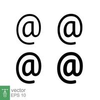 arroba cartello icona impostare. e-mail indirizzo simbolo concetto con diverso linea spessore stili. vettore illustrazione design collezione isolato su bianca sfondo. eps 10.