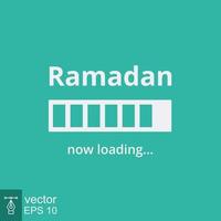 Ramadan Caricamento in corso striscione. semplice piatto disegno, vacanza concetto. adesso Caricamento in corso bar cartello. preparare per Ramadan kareem. vettore illustrazione, copertina modello e sfondo per Islam celebrazione. eps 10.