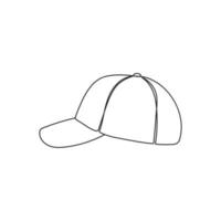 baseball cap. sport cappello. viaggio accessorio, escursioni a piedi Abiti. uno continuo linea disegno. mano disegnato vettore illustrazione.