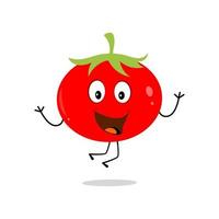 pomodoro personaggio design. pomodoro vettore. cartone animato portafortuna pomodoro sorridente. pomodoro su bianca sfondo. vettore