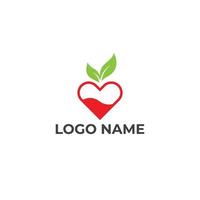 semplice cuore foglia vettore design logo