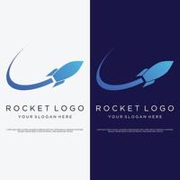 creativo e moderno razzo design logo, astronave lanciare modello. vettore