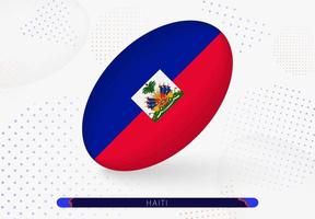 Rugby palla con il bandiera di Haiti su esso. attrezzatura per Rugby squadra di Haiti. vettore