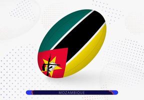 Rugby palla con il bandiera di mozambico su esso. attrezzatura per Rugby squadra di mozambico. vettore