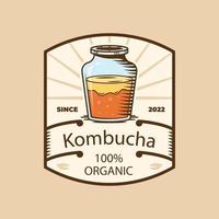 mano disegnato kombucha logo design vettore