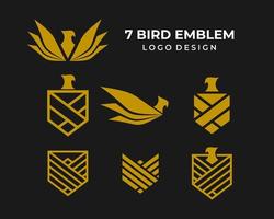 Sette d'oro uccello emblemi geometrico logo design. vettore