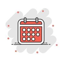 calendario icona nel comico stile. ordine del giorno cartone animato vettore illustrazione su bianca isolato sfondo. programma progettista spruzzo effetto attività commerciale concetto.