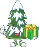 Natale albero neve cartone animato vettore
