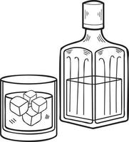 mano disegnato bottiglia di whisky illustrazione nel scarabocchio stile vettore