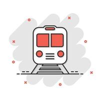 la metropolitana icona nel comico stile. treno metropolitana cartone animato vettore illustrazione su bianca isolato sfondo. Ferrovia carico spruzzo effetto attività commerciale concetto.