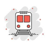 la metropolitana icona nel comico stile. treno metropolitana cartone animato vettore illustrazione su bianca isolato sfondo. Ferrovia carico spruzzo effetto attività commerciale concetto.