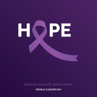 speranza nastro tipografia. educare il tuo se stesso di cancro - mondo cancro giorno vettore